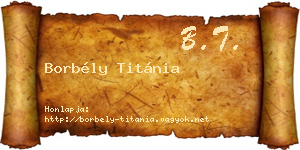 Borbély Titánia névjegykártya